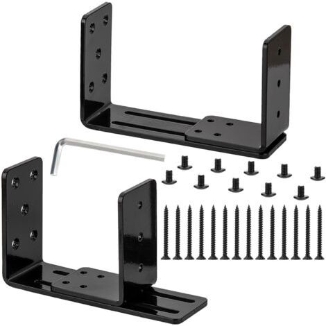 QORVA-Barricade Supports, Lot de2, Support en U Ajustable, Support pour Verrou de Sécurité de Porte, Convient pour les Verrous de Porte Renforcés, Portes Pivotantes Intérieures et Extérieures, Grilles (1/5)