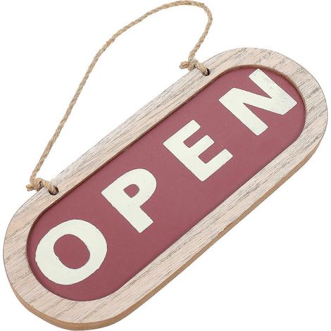 Panneau « Ouvert/Fermé », en bois, idéal pour la décoration de devantures de magasins, léger, marron clair, vendu à l'unité. (1/5)