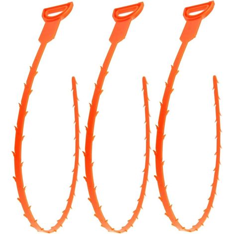 Ouvre-Canalisations Pour Cheveux - Tige Barbelée Flexible 20 Pouces - Pour Évier Cuisine Salle De Bain Baignoire Toilette - Lot De 3