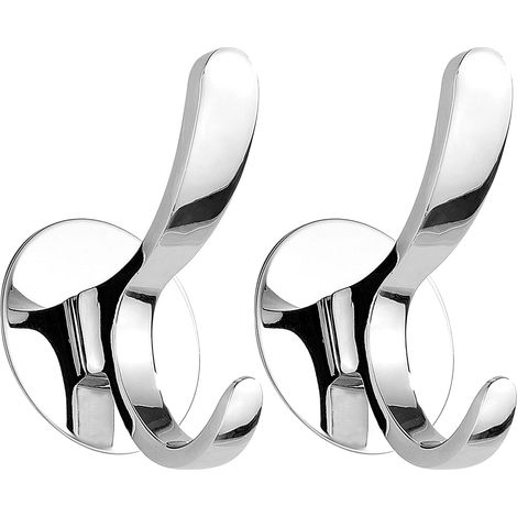 Porte manteau mural en inox poli, porte serviettes pour cuisine, sans abîmer les murs, lot de 2 (1/5)