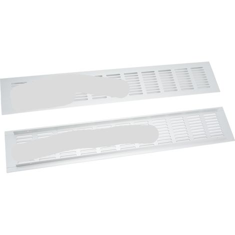 Grille d'aération aluminium 2 pièces, plaque rectangulaire 80x450mm pour armoire, placard, meuble à chaussures (1/5)