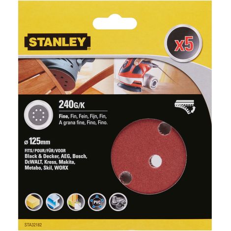 Stanley 5 disques abrasifs corindons qualité supérieure anti encrassement grain 240 STA32182-XJ (1/2)