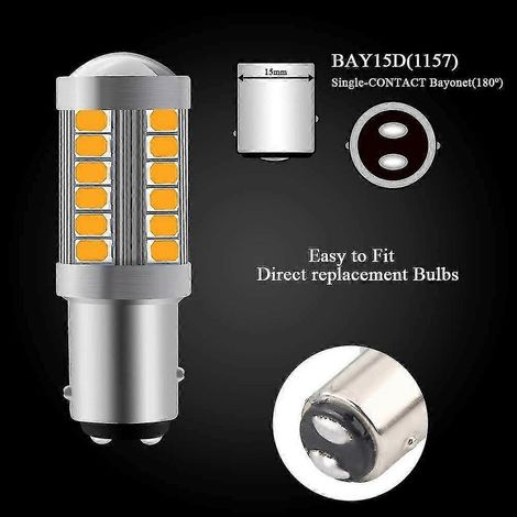 Ampoules LED Amber 1157 Ba15d P21/5w 5630 33smd Canbus pour voiture, 900 lm, clignotants avant et arrière ultra-lumineux, 12-30 V, 3,6 W (4 pièces)