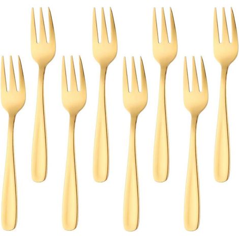 Fourchette à gâteau en acier inoxydable, fourchette à fruits à 3 dents, lot de 8 pour mariages (1/5)
