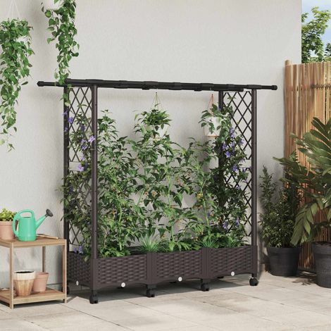 Teenpull – Hochbeet mit Rankgitter und Dach Braun 164 x 40 x 127 cm PP (1/5)