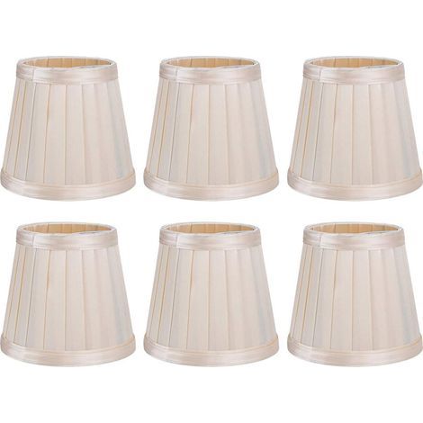 Petit Abat jour en Tissu Ensemble de 6 Baril Clip pour Lampe de Table et Lumière de Sol Moderne Art Simple Décor Beige E14 14 mm (1/4)