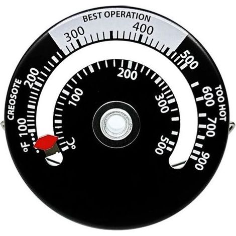 Lntyq Thermomètre de Poêle Magnétique Thermomètre de Tuyau de Poêle à Feu pour Le Compteur de Température Accessoires de cheminée pour Tuyau de Cheminée en Bois Rond Four (Noir) (1/5)