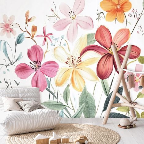 Vlies Fototapete Blumen 200x140 cm, Tapeten, für Wohn und Schlafzimmer, Vliestapete Wandtapete Tapete 3D Effekt- inkl. Kleister - Wiese Natur Blume, WallArena (1/4)