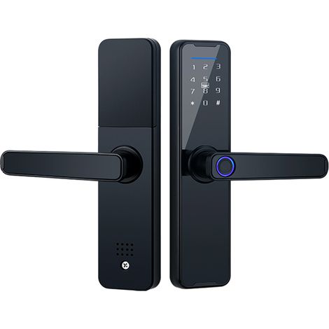 Serrure connectée Tuya avec empreinte digitale, clavier et poignée. Compatible avec l'application Tuya. (1/5)