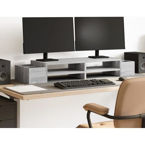 Monitorständer mit Stauraum Grau Sonoma 100x27x15 cm