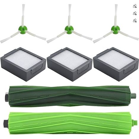 Kit di ricambi per robot aspirapolvere: 1 set di spazzole a rullo, 3 filtri HEPA, 3 spazzole laterali - Compatibile con i7/i7+/i3/i3+/i4+/i6/E5/E6 (1/4)