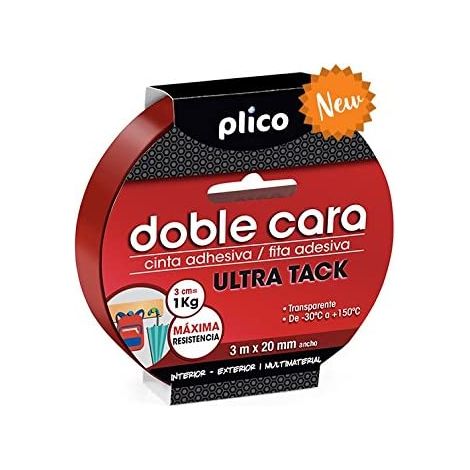Plico nastro biadesivo multimateriale ultra tack in rotolo 30mx20mm trasparente