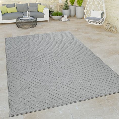Paco Home Tappeto per interni ed esterni con tessuto piatto e design geometrico orientale a effetto 3D in grigio 80x150 cm