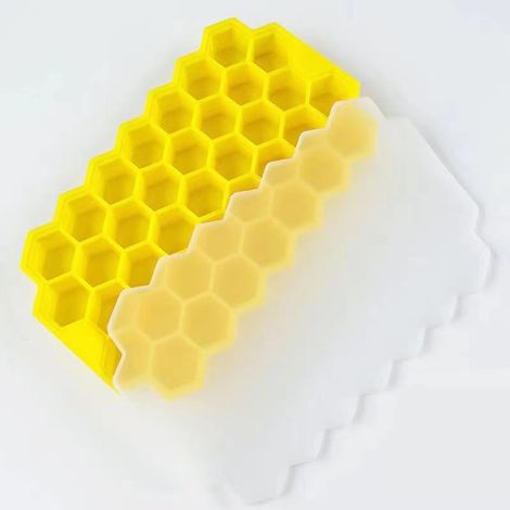 4 Stück 37 Fächer Silikon-Eiswürfelform, Eiswürfelform mit Deckel, platzsparend und stapelbar, BPA-frei, Schnellverschluss, für Cocktail, Gefrierschrank, Eis, Getränke