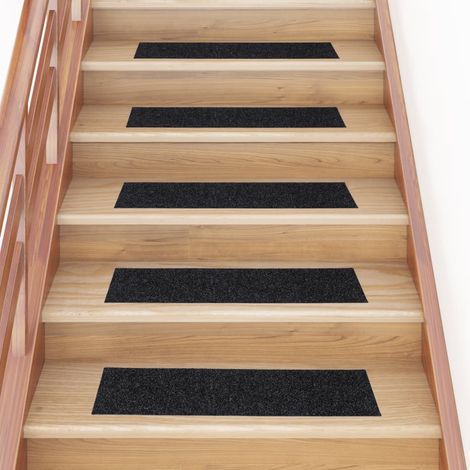 vidaXL Stair Mats Self-adhesive 15 pcs 76x20 cm Black Rectangular
