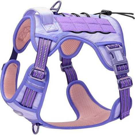 Harnais pour chien anti traction – Harnais tactique respirant réglable – Système Molle – Gilet durable réfléchissant – Taille S – Bleu pervenche (1/5)