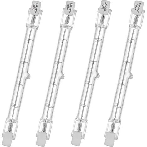 Jusch – Lampe tube halogène T3 300W R7S 230V – Flux lumineux 4650 lumens – Durée de vie 2000h – Lot de 4 pièces – Blanc chaud 2800K (1/5)