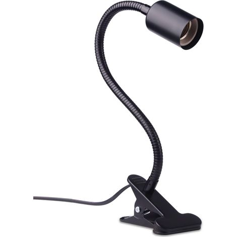 1 Douille E27,Céramique Noire,Bras Flexible 30cm,Pince Fixation,Lampe Reptile