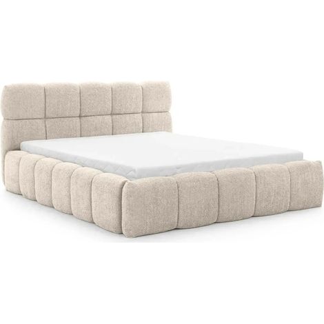 ELISE - Lit coffre tissu bouclette 200x200cmBeige (1/5)