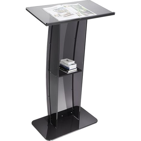VEVOR Podio per Conferenze 68,5 x 33 x 120 cm Podio per Presentazioni in Acrilico Piano Inclinato con Ripiano Leggio in Piedi, Podio per Lettura Conferenza da Ufficio Scuola Chiesa in Acrilico Nero (1/5)