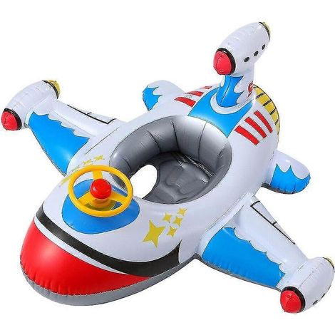 1pc Inflatable Floating Pool Toy Airplane Pool Circle Children's Floating Toy (white) (1/2)
