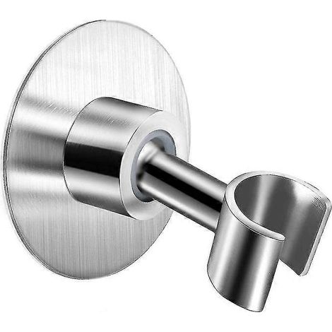 Support de pommeau de douche en acier inoxydable, adhésif et réglable à 360° pour salle de bain. (1/4)