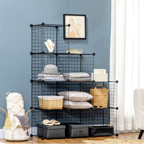 Meuble rangement modulable 6 cubes métal noir OKMYHOME (1/4)