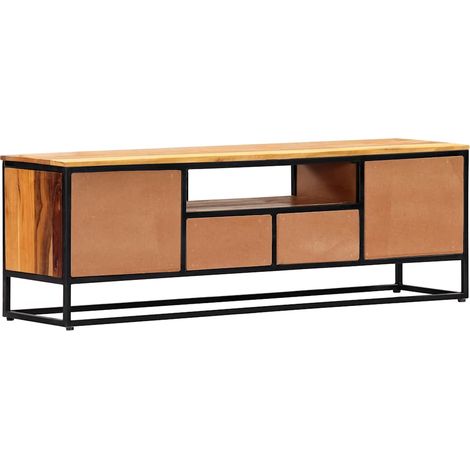 Meuble TV, Étagère TV, Meuble de Salon, 120 x 30 x 40 cm Bois de récupération massif et acier OIB3798E (1/5)