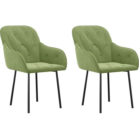 vidaXL Sillas de comedor 2 unidades terciopelo verde claro (1/2)