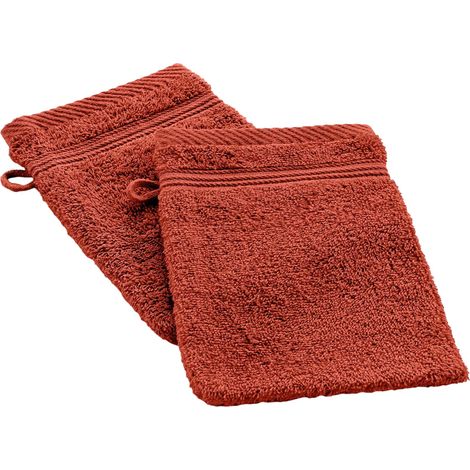 Lot de 2 gants de toilette 15 x 21 cm Tendresse marsala (1/4)