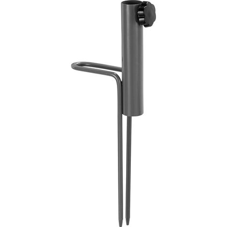 Piquet de sol pour parasol avec poignée, adapté aux tiges de parasol de 17 à 23 mm d'épaisseur, pour le camping, en acier gris. (1/5)