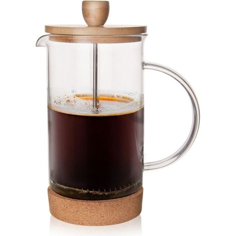 Presse à café en verre résistant à la chaleur avec piston en (1/4)