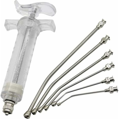 KZQ – Seringue d\'alimentation pour oiseaux 20 ml – 6 tubes de gavage en acier inoxydable incurvés – Nourrissage à la main pour perroquets et petits animaux (1/4)