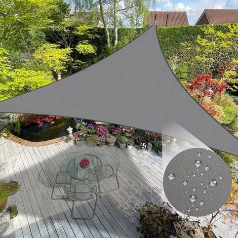 1 paquet de voile d'ombrage triangulaire, auvents imperméables pour jardin terrasse cour-gris (1/4)