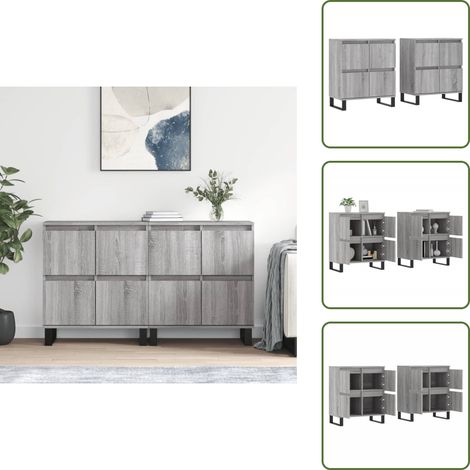 Buffets 2 pcs sonoma gris bois d'ingénierie - Buffet - Meuble De Rangement - Armoire - Commode - Salon (1/5)