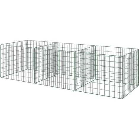 Composteur de 1680 litres, 270 x 90 x 70 cm, 3 pièces, composteur rapide en acier, résistant aux intempéries, vert