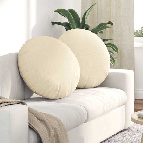 vidaXL Coussins de siège 2 pcs Crème Ø 80 cm Tissu en velours côtelé