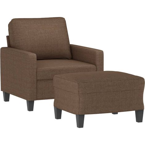 Sillón con taburete tela marrón 60 cm vidaXL (1/4)