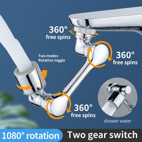 Robinet d'extension pivotant à 1080°, nouveau robinet de pulvérisation à noyau en céramique réglable multifonctionnel avec 2 modes (1/3)