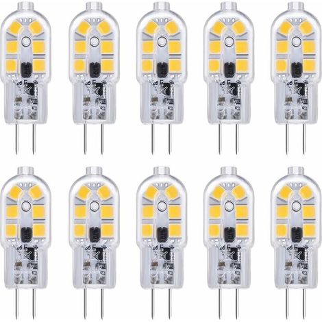 Pack of 10 LED bulbs G4 12 V 2 W Cool white 6000 K 200 lm Kitchen cover for motorhome Non-dimmable