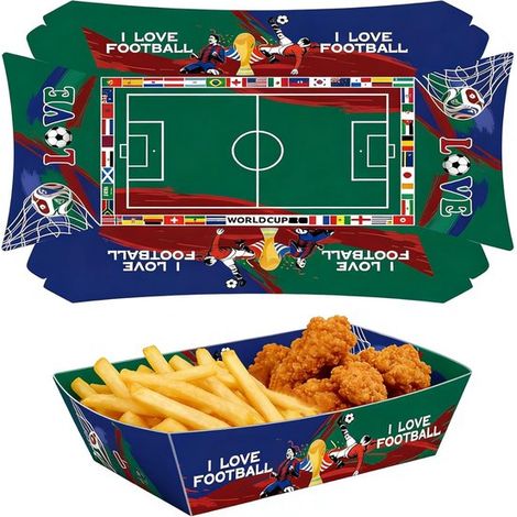 Weltmeisterschaft Packung mit 60 Papierserviertabletts Groß Ideal für Partys Geburtstage und andere Anlässe Perfekt für Tacos Pommes Hotdogs und