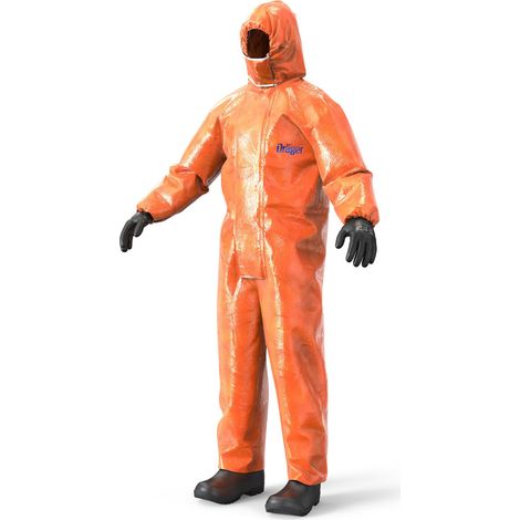 Dräger SPC 4400 Combinaison de protection réutilisable contre des poussières et des liquides en CLF avec haute résistance chimique Tenue en orange pour peinture et produits chimiques Taille L (1/5)