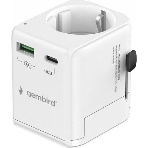 Adaptador de corriente con puesta a tierra 20w/blanco tpa-eu1a1c20-01-w gembird