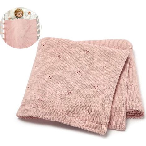 Couverture bébé pour berceau 70 x 90 cm, couverture douce et légère pour nouveau-né, accessoire de lit bébé, rose tendre (1/5)