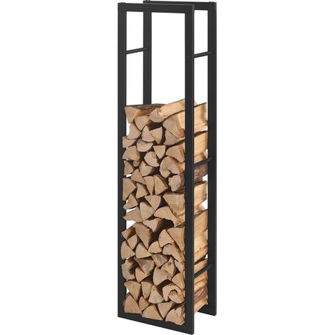 Kaminholzregal Täby Stahl 40x25x150cm Schwarz [en.casa]