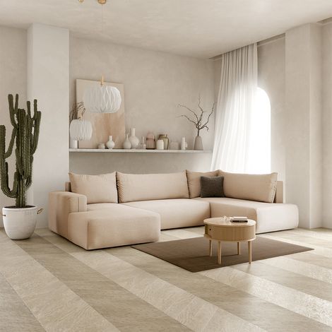 U-Sofa 5-sitzig umbaubar Truhe Bliss Beige (1/5)