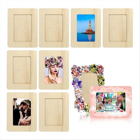 Lot de 10 cadres photo en bois brut pour cadres de 15 cm (6 pouces) (1/5)