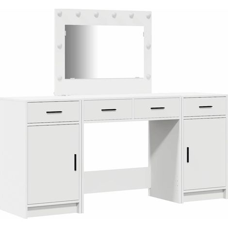 Maison Exclusive - Schminktisch mit Spiegelbeleuchtung 3 pcs Weiß