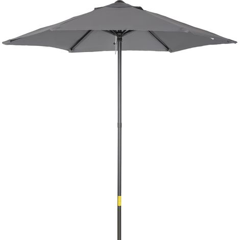 Ombrellone da Giardino 2x2 m a 6 Stecche con Presa d'Aria, in Alluminio, Métalo e Poliestere Grigio Scuro