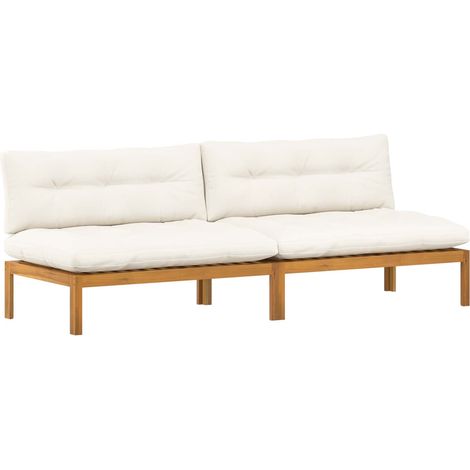 Maison Exclusive - Mittelsofa Einheit 2 Stück Natürlich und Cremw